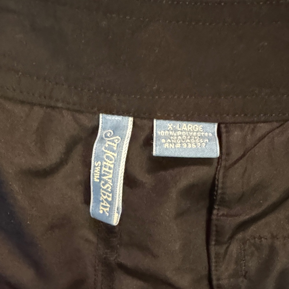 NWT St. John's Bay Black Swim Trunks with White Stripes / DG55 - Picture 4 of 4